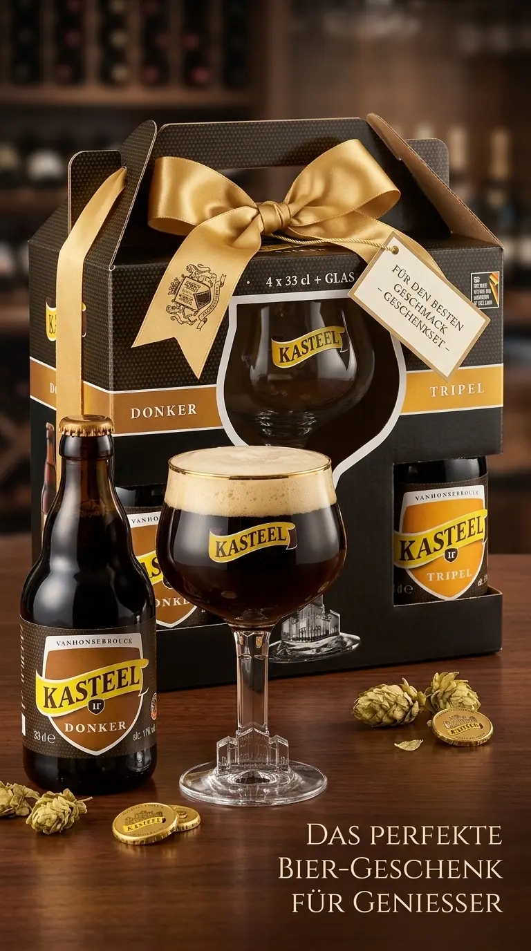 Kasteel Geschenkset kaufen Schweiz – 4 Flaschen & 1 Glas belgisches Bier | TheCrafts.ch