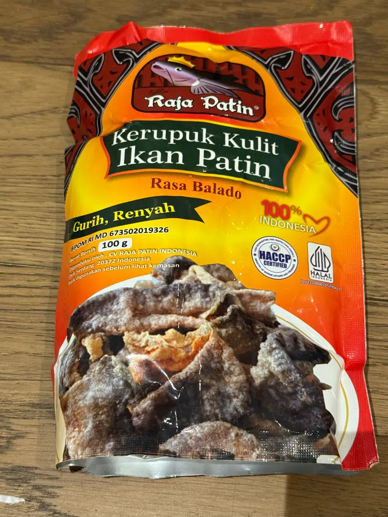 kerupuk kulit ikan Patin Balado