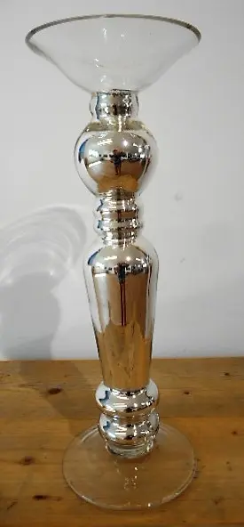 Kerzenständer glas/silber H 35cm
