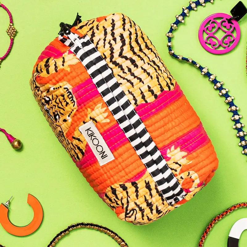 Kikooni kleine Kosmetiktasche «Poppy Tiger» – Baumwollfutter