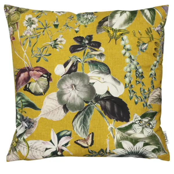 Kissen Blumen senfgelb 40x40cm