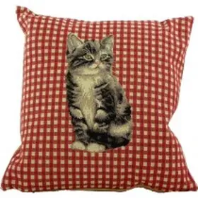 Kissen Katze kariert 33x33cm