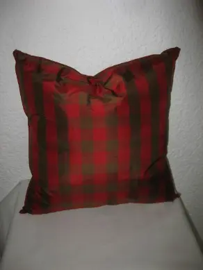 Kissen rot/grün Karo gross 40 x 40 cm