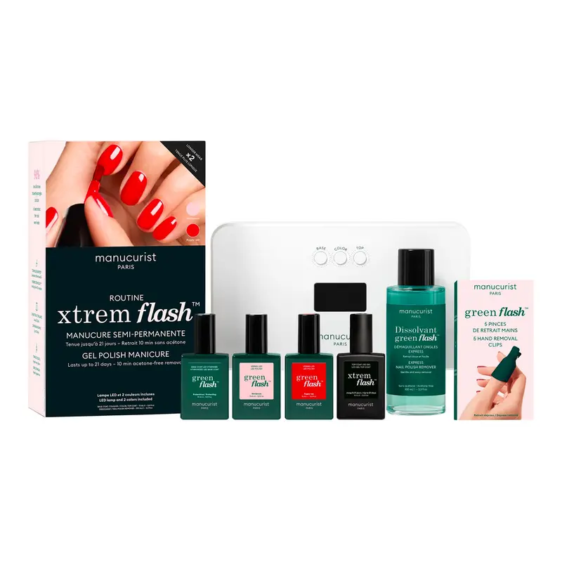 Kit Vernis Semi-Permanent 36W Hortencia & Poppy Red Green Flash