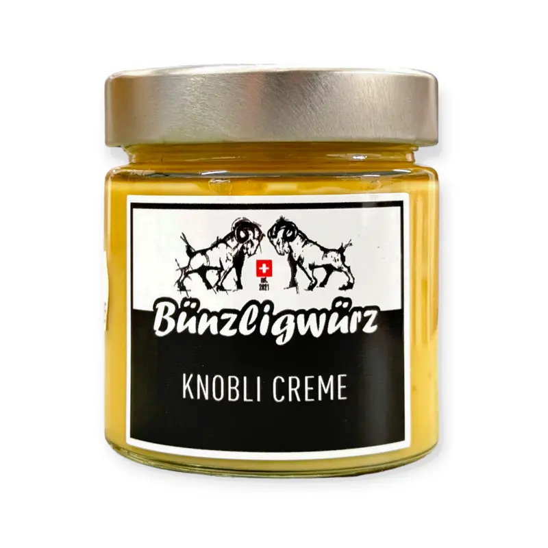 Knobli Crème mit confiertem Schweizer Knoblauch