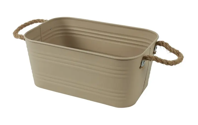 Korb beige metall 35x23x15cm