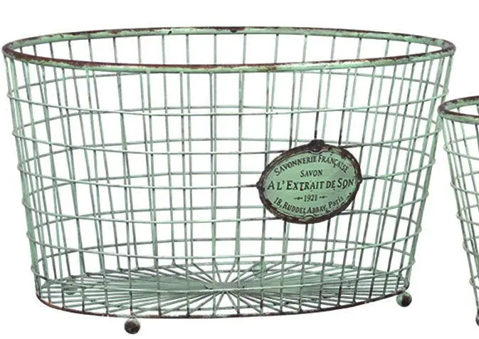 Korb oval antic grün L 46cm