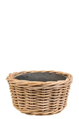 Korb Rattan auf Eisenfuss H21cm D35cm