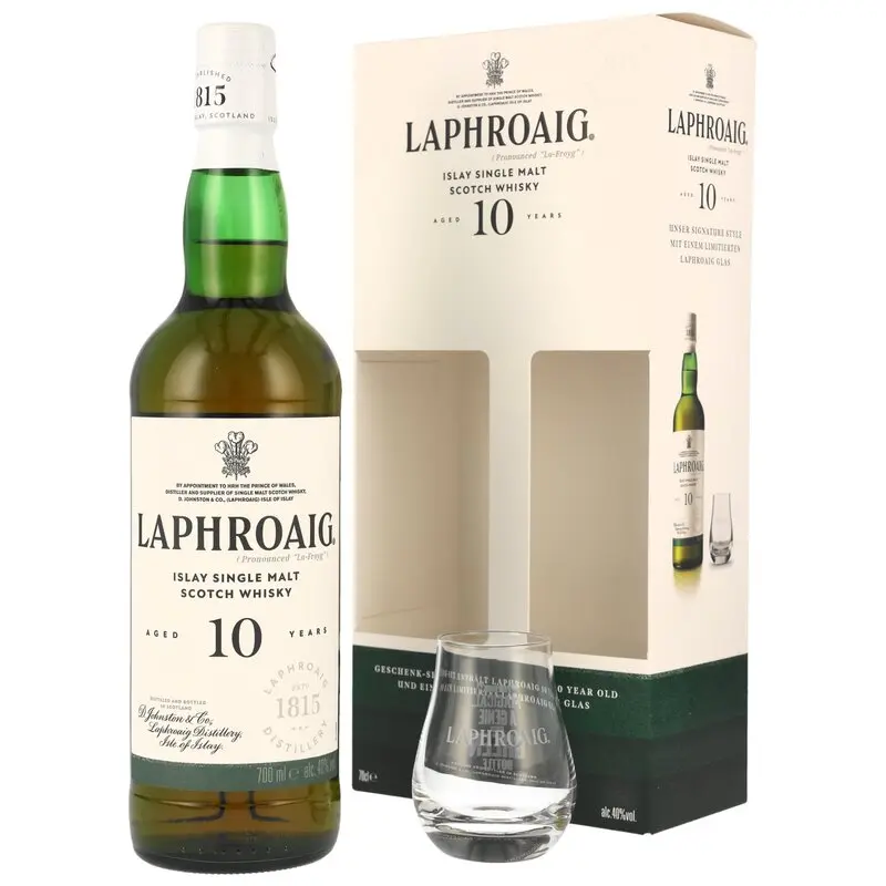 Laphroaig 10 y.o. mit 1 Glas - Neue Ausstattung