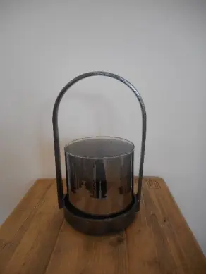 Laterne Alu schwarz H 30cm