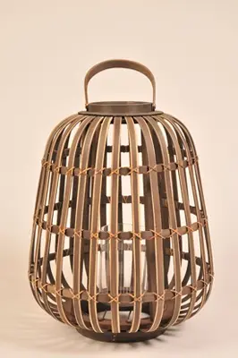 Laterne Tannenholz m. Glas H45cm D37cm