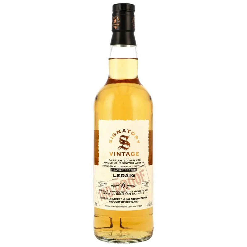 Ledaig 2020/2026 - 6 y.o. - Refill Oloroso Sherry & Bourbon Casks - Signatory 100 PROOF Edition #76