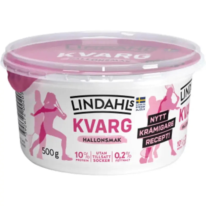 Lindahls Kvarg Hallon 0,2% - Quark Raspberry 0.2%- 500 g