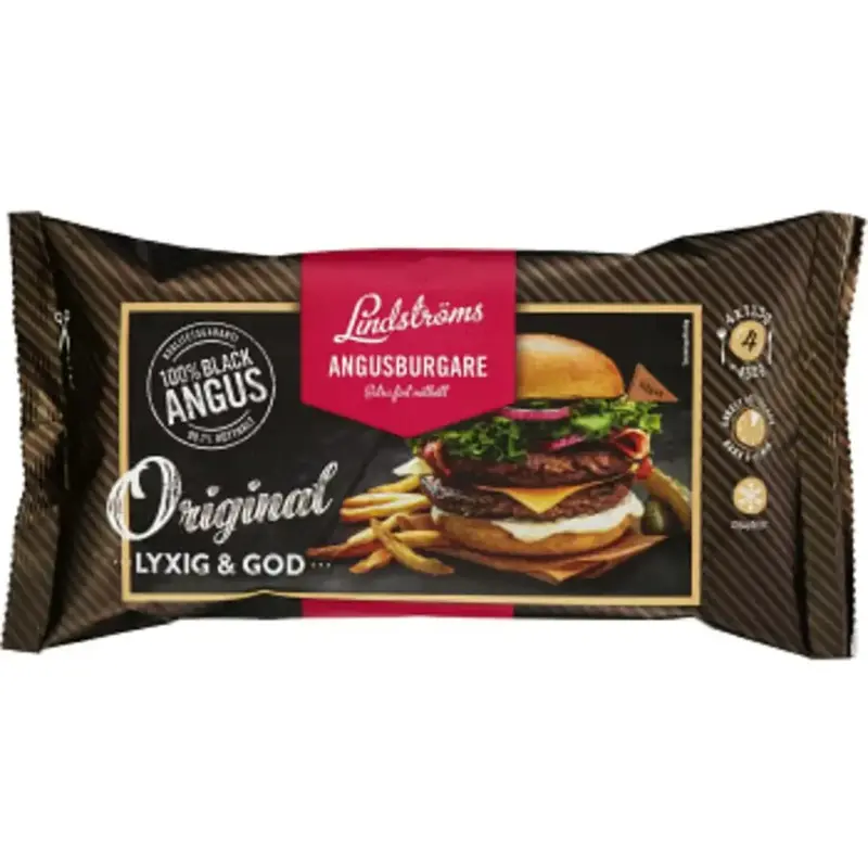 Lindströms Angusburgare Fryst 4p - Angus Burger Frozen - 452g