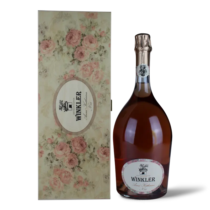 Magnum (1.5L) Winkler Sekt Rosé Brut Anna - Katharina N° 15 mit Holzkiste