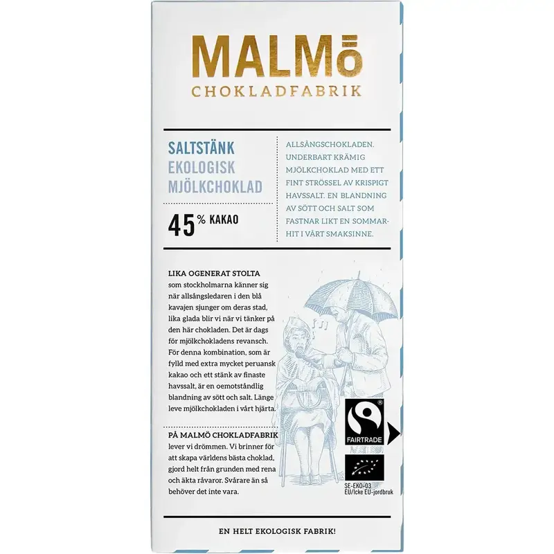 Malmö Chokladfabrik Mörk Choklad Saltstänk 45% - Dark Chocolate Salted Sprinkles - 80g