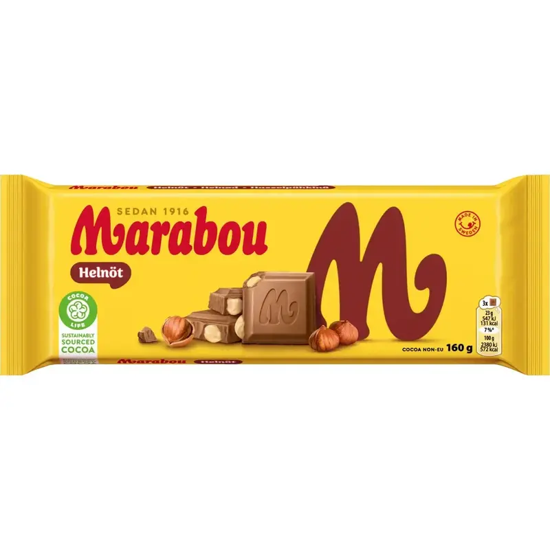 Marabou Chokladkaka Helnöt - Chocolate Bar Whole Nut 160 g