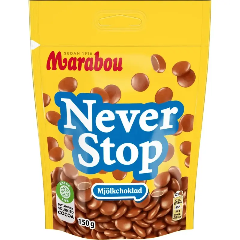 Marabou Chokladpåse Never Stop -Chocolate bag Never Stop - 150g