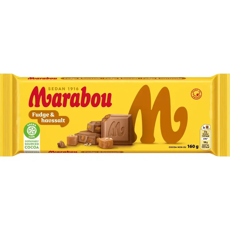Marabou Fudge & Havssalt - Milkchocolate with Fudge & Seasalt 160 g