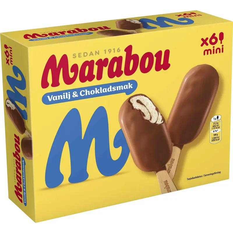 Marabou Vanilj & chokladsmak mini - Vanilla & chocolate flavor mini - 6-pack 300ml
