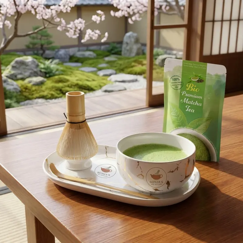 Matcha Grün Tee Set Howaito inkl.Tee & Tablett Geschenk
