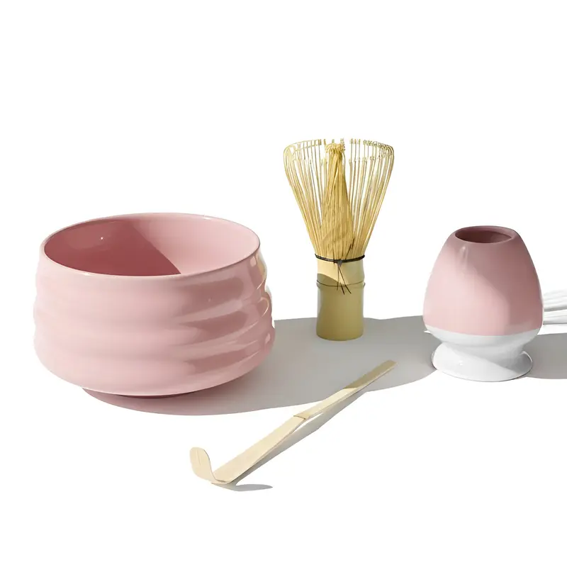 Matcha Set – Chawan, Chasen, Kuse Naoshi & Chashaku (in Geschenkbox), rosa