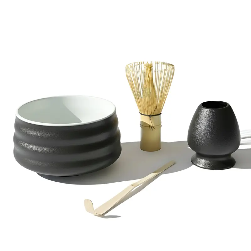 Matcha Set – Chawan, Chasen, Kuse Naoshi & Chashaku (in Geschenkbox), schwarz