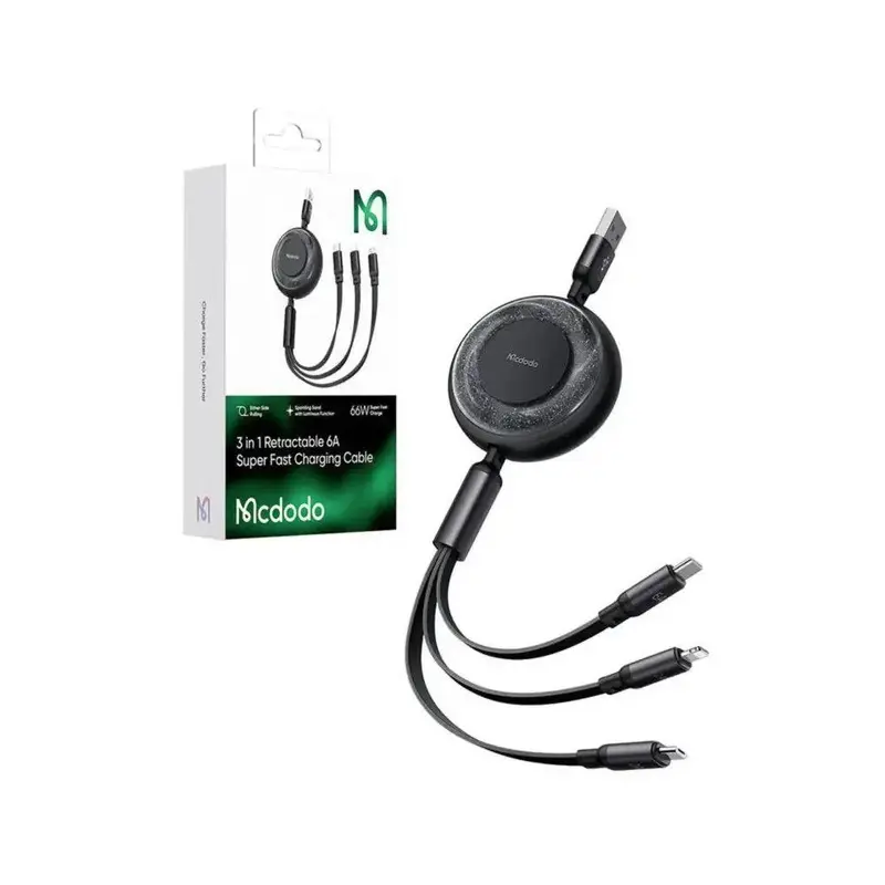 Mcdodo 3-in-1 USB-C zu USB-C / Lightning / Micro USB Kabel, 1.2m (grün)
