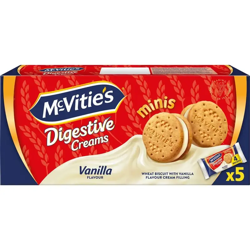 McVities Digestive Creams Mini Vanilla - Digestive Biscuits - 185g