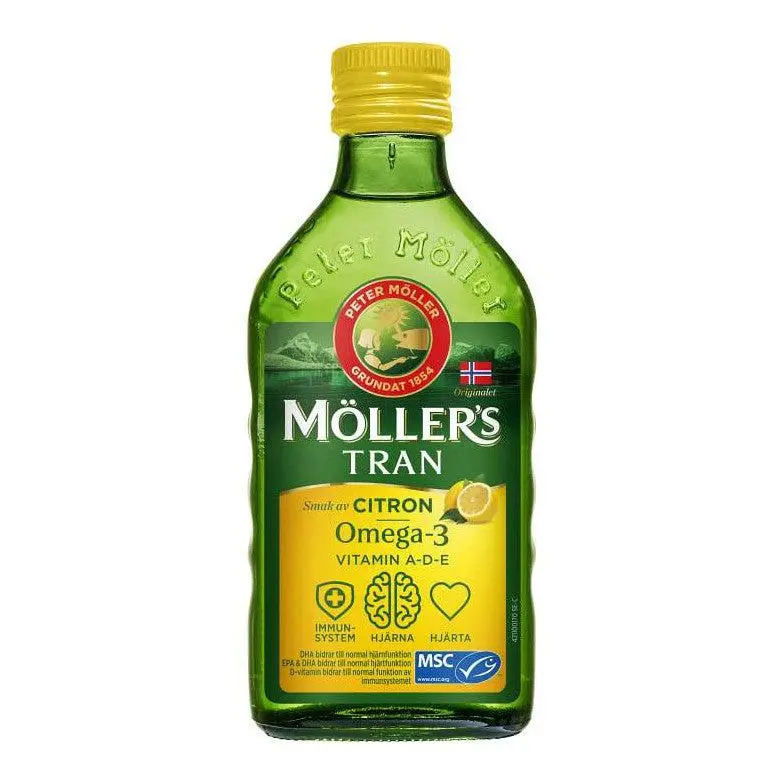 Möller´s Tran Omega-3 citron - Cod Liver Lemon flavour 250ml