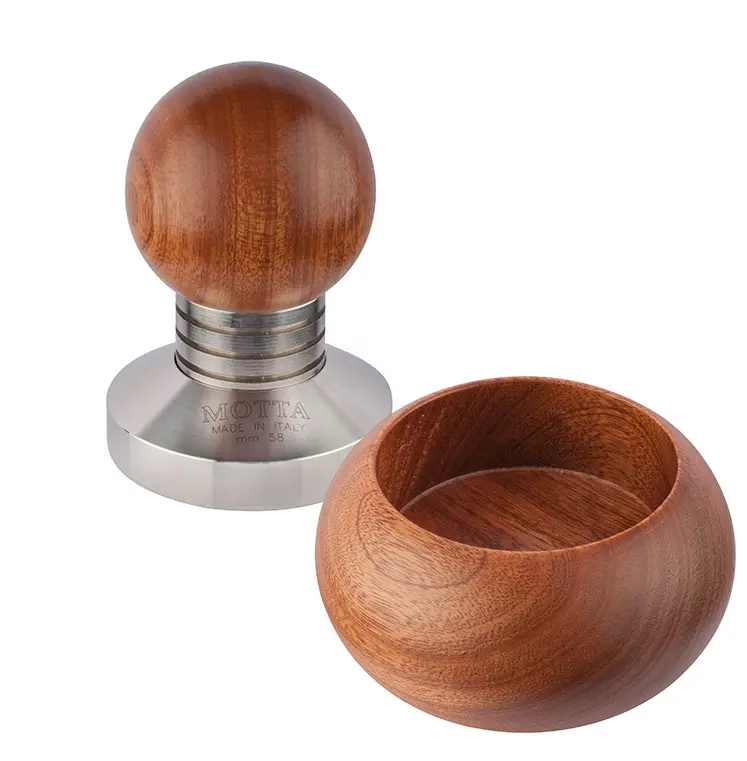 MOTTA Tamper flach "Bubble" mit Holzunterteller 58mm