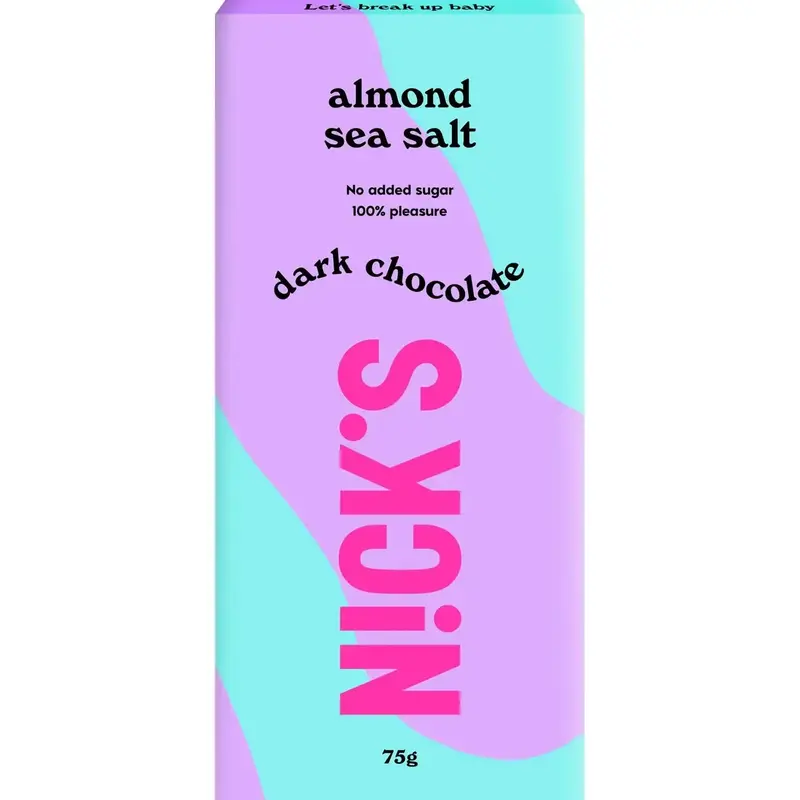 Nick's Chokladkaka Mörk Almond Sea Salt - Dark Chocolate Bar 75g