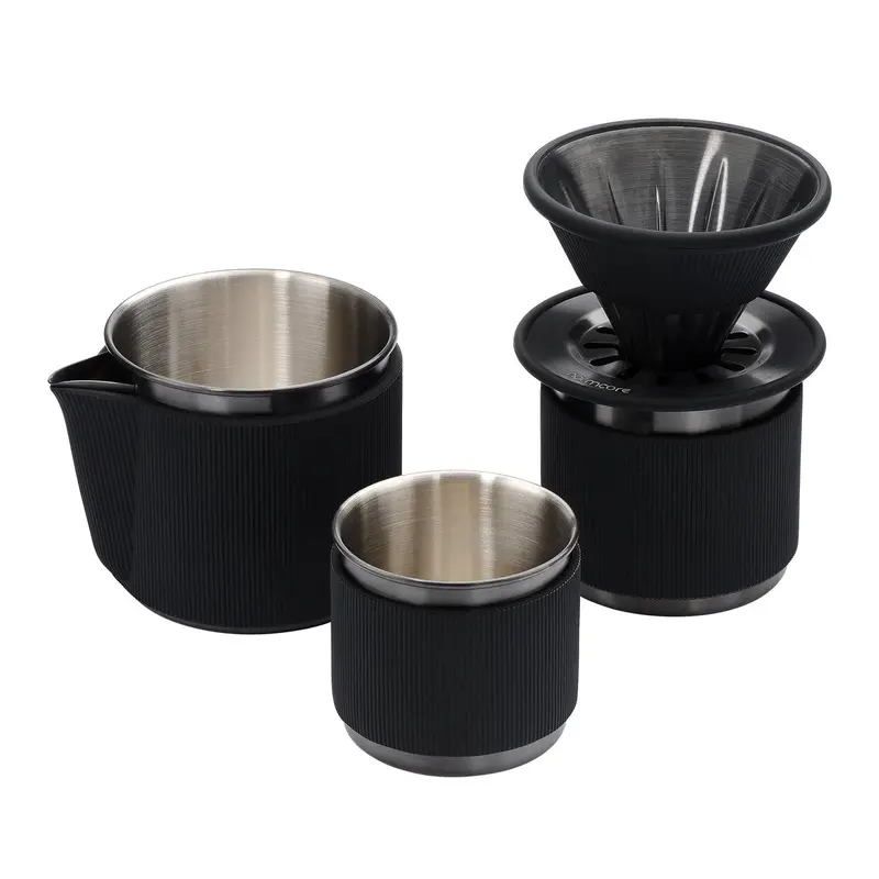 Normcore Portable Travel Pour-Over Set (Schwarz/Silber)
