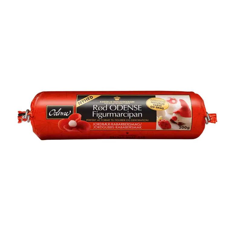 Odense Röd Figurmarsipan med Jordgubb & Rabarber smak - Red Marzipan 200g