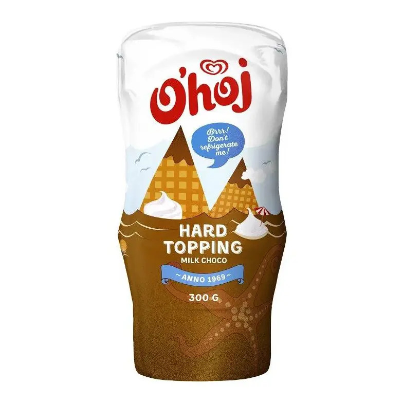 Ohoj Chokladsås Hard Topping Mjölkchocklad - Chocolate Sauce Hard Topping 300g