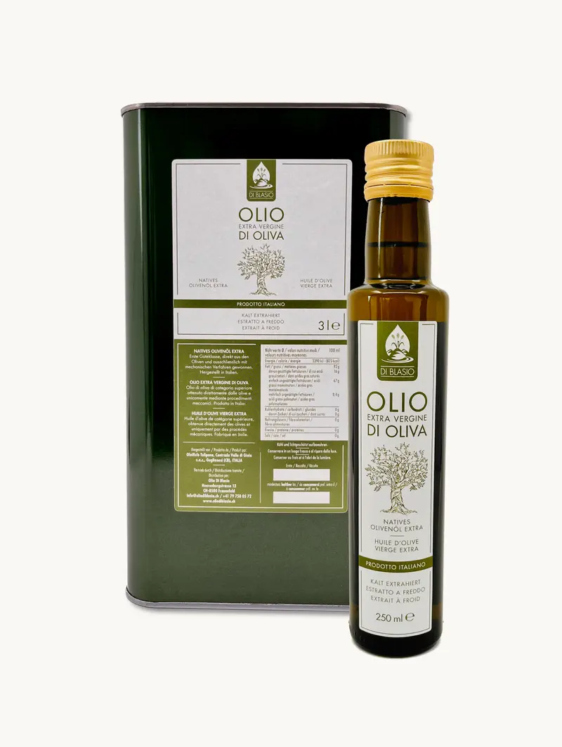 Olio Extra Vergine di Oliva Di Blasio - Set aus 1 x 3L + 1 x 250ml