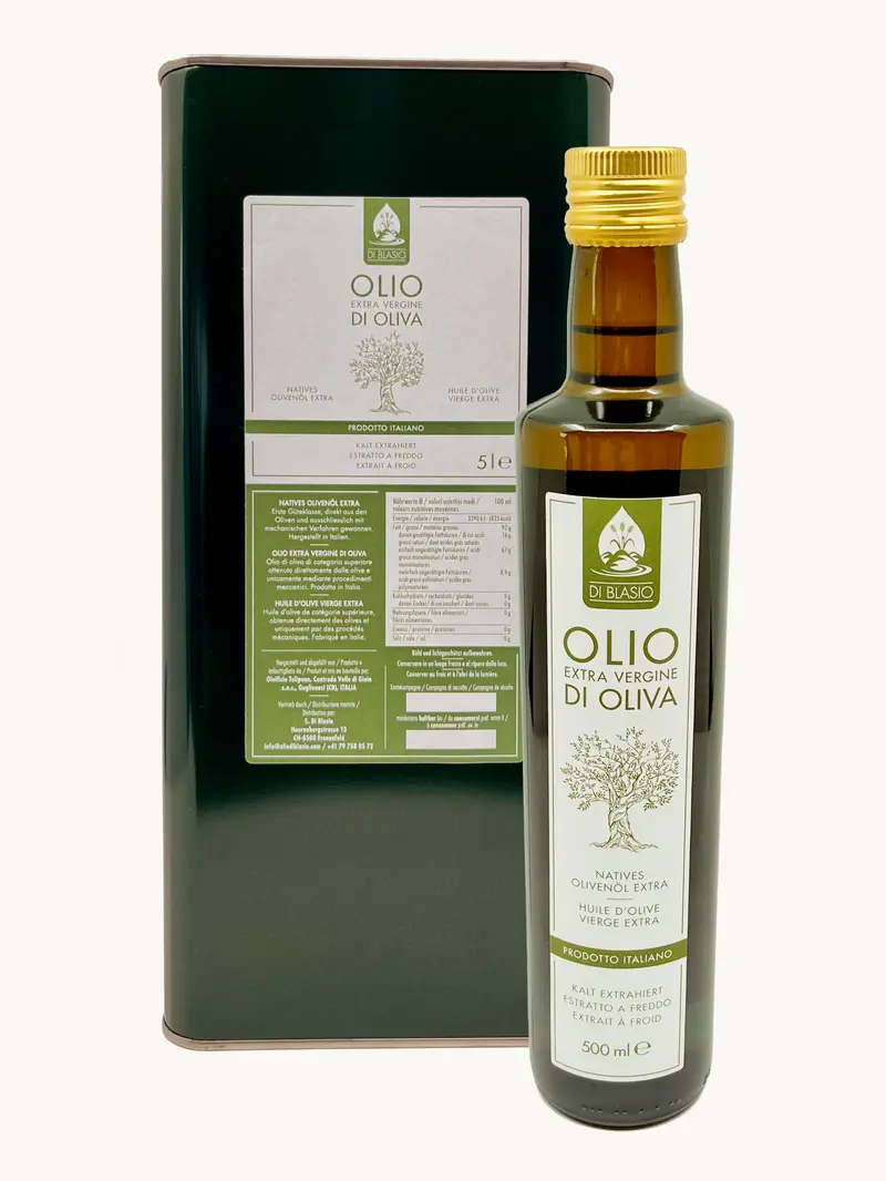 Olio Extra Vergine di Oliva Di Blasio - Set aus 1 x 5L + 1 x 500ml