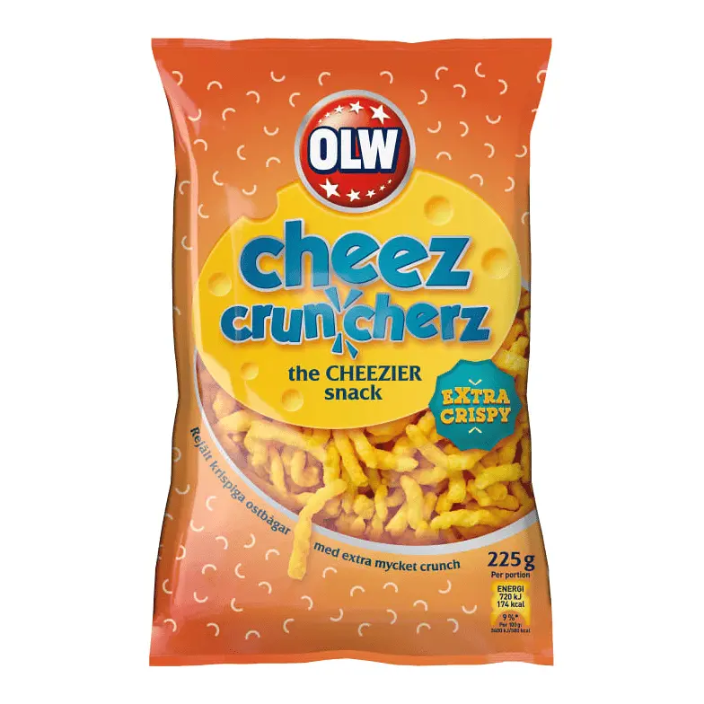 OLW Cheez Cruncherz - Cheese Corn Snacks 225g
