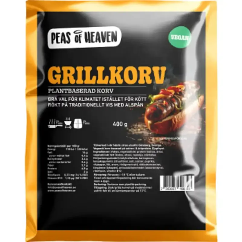 Peas of Heaven Vegan Grillkorv - Vegan Grilled Sausage - 400g