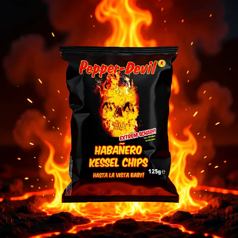 Pepper-Devil Habanero Kessel Chips | sehr scharfe Kartoffelchips | ultra knackig | 125 g