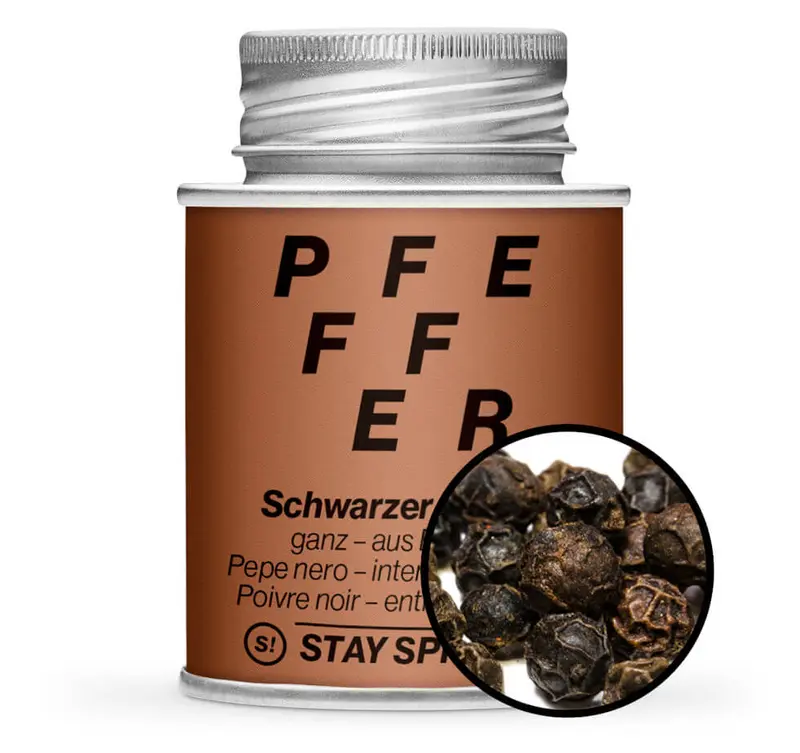 Pfeffer schwarz ganz