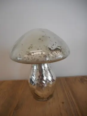 Pilz Glas antic silber H 16cm