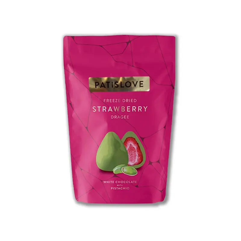 Pistazien-Weissschokolade Erdbeer-Dragées gefriergetrocknet | 60g