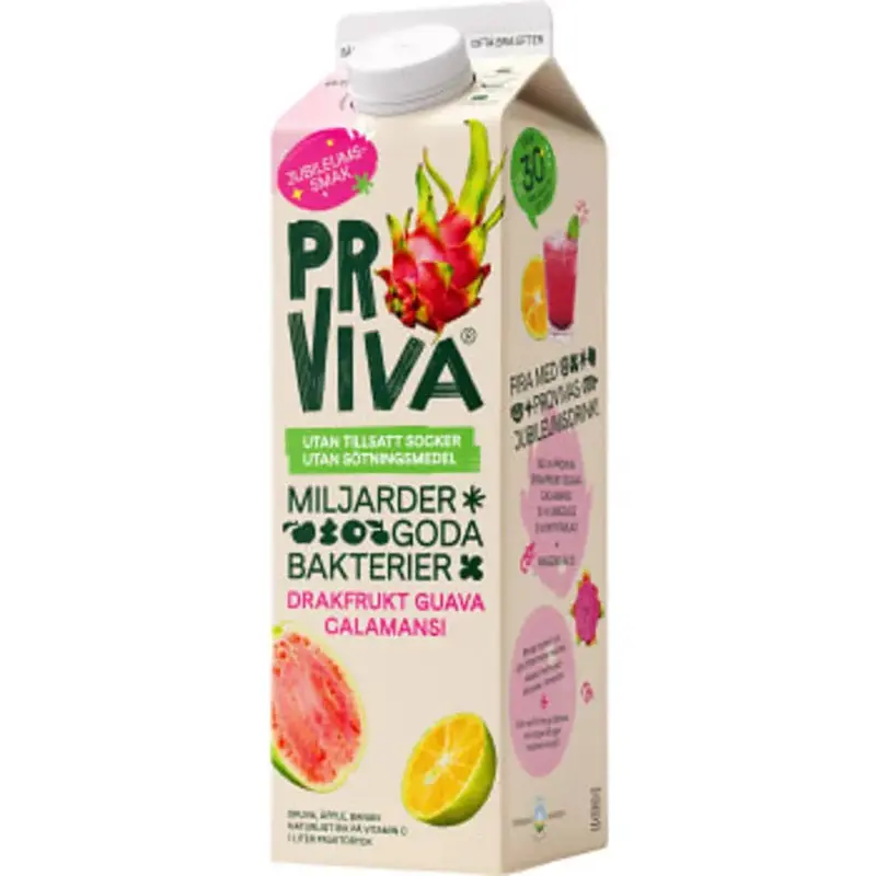ProViva Fruktdryck Drakfrukt Guava Calamansi  -  Dragonfruit Guava Calamansi drink - 1L