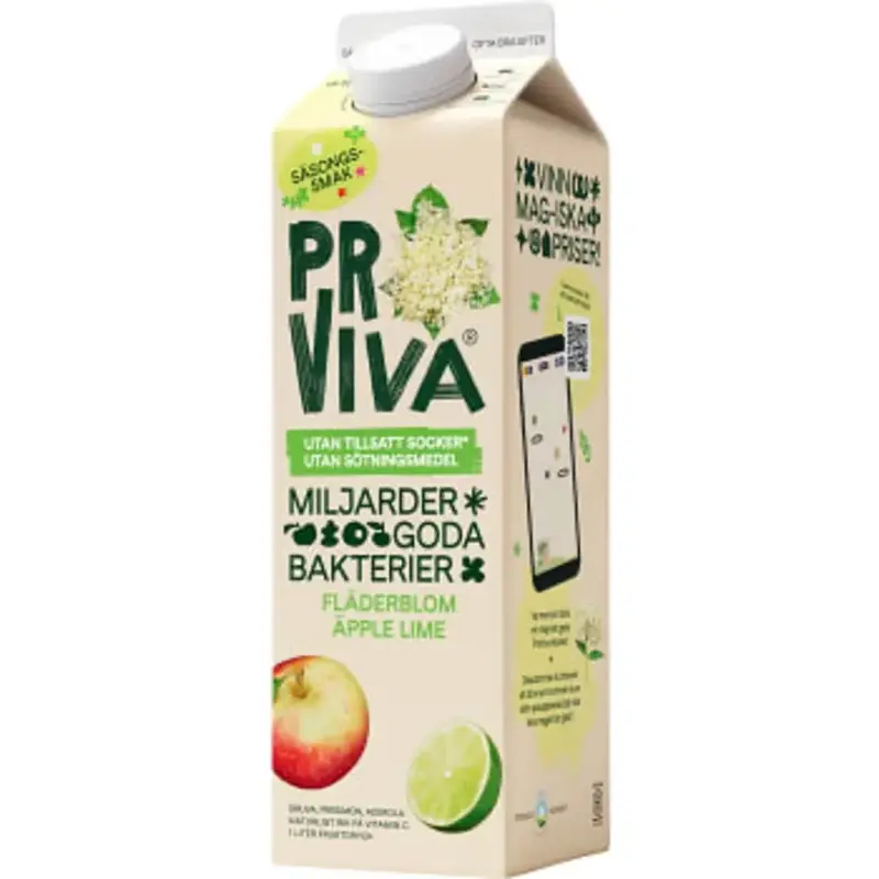 ProViva Fruktdryck Juice Fläderblom Äpple Lime - Elderflower Apple Lime drink - 1L