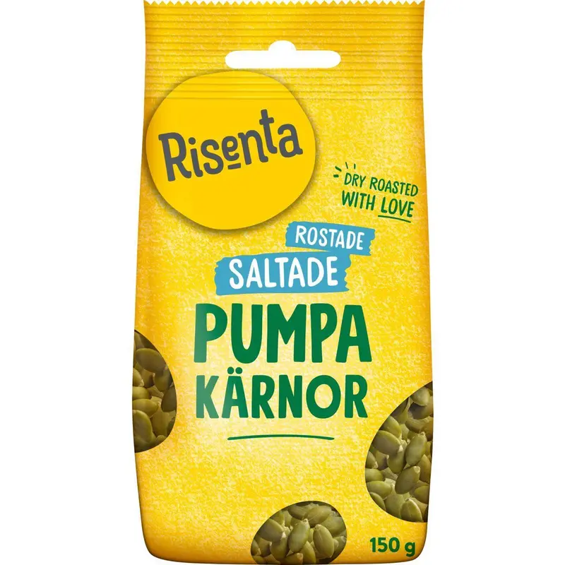 Risenta Pumpakärnor Torrostade & Lättsaltade - Dry-Roasted & Lightly Salted Pumpkin Seeds - 150g