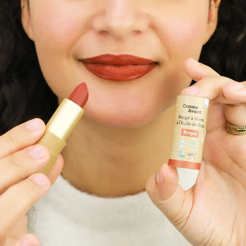 Rouge à lèvres à l'huile de ricin BIO - brique