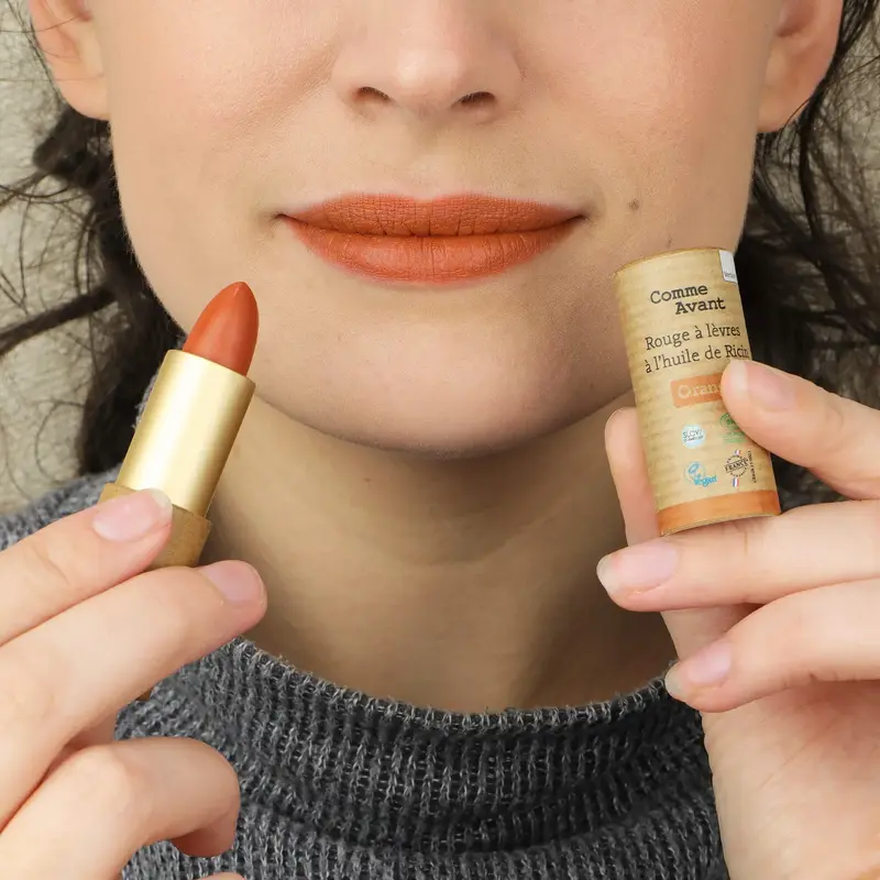 Rouge à lèvres à l'huile de ricin BIO - orange ambré