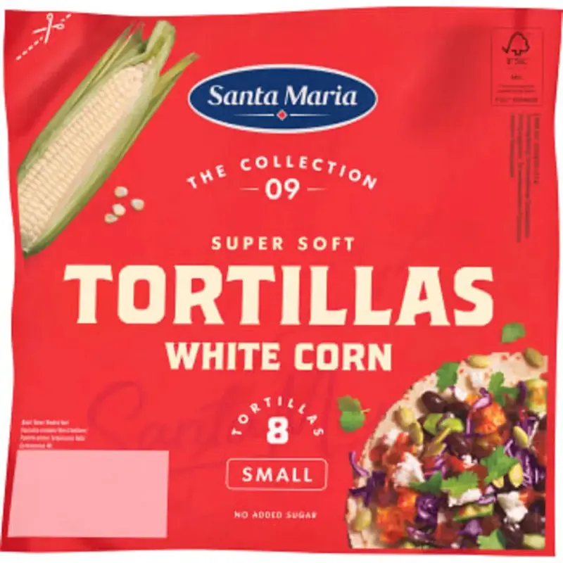 Santa Maria Tortilla White Corn Small 8-p - Tortilla Wraps with Corn 8p - 208g