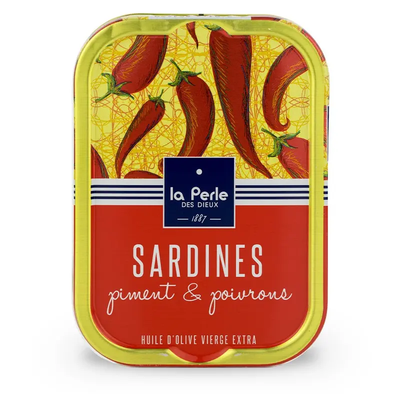 Sardines à l'huile d'olive, au piment et aux poivrons